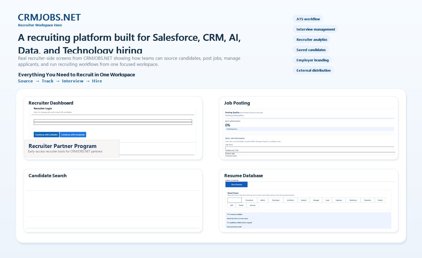 CRMJOBS recruiter workspace preview